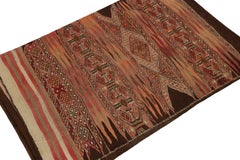 Antique Kilim Rug, Beige-Brown and Pink Geometric Stripes - Rug & Kilim