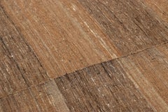 Vintage Mazandaran Kilim in Beige-Brown Striped Patterns - Rug & Kilim