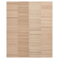 Vintage Mazandaran Kilim in Beige-Brown Striped Pattern - Rug & Kilim