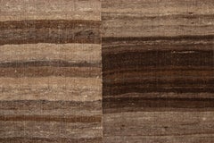 Vintage Persian Mazandaran Kilim in Beige-Brown Striped Patterns - Rug & Kilim