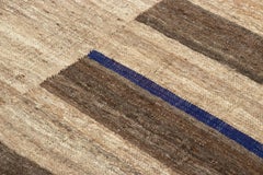 Vintage Mazandaran Kilim in Beige-Brown Striped Patterns - Rug & Kilim