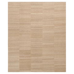Vintage Mazandaran Kilim in Beige & Taupe Striped Patterns - Rug & Kilim
