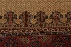 Antique Serapi Rug in Brown with Red Geometric Medallion - Rug & Kilim