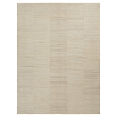 Vintage Mazandaran Kilim in Beige & Cream Striped Patterns - Rug & Kilim
