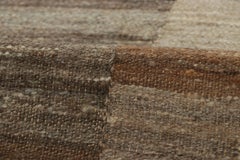 Vintage Mazandaran Kilim in Brown and Beige Striped Pattern - Rug & Kilim