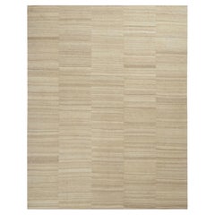 Vintage Mazandaran Kilim in Beige & Cream Striped Patterns - Rug & Kilim