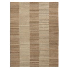 Vintage Mazandaran Kilim in Beige-Brown Striped Pattern - Rug & Kilim