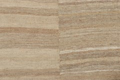 Oversized Vintage Mazandaran Kilim in Taupe Striped Pattern - Rug & Kilim