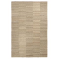 Oversized Vintage Mazandaran Kilim in Taupe Striped Pattern - Rug & Kilim