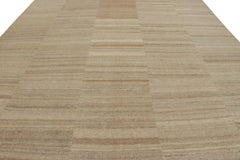 Oversized Vintage Mazandaran Kilim in Taupe Striped Pattern - Rug & Kilim