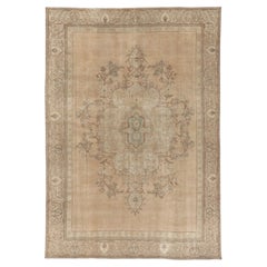 Vintage Tabriz Rug, Desert Wash Medallion in Beige and Brown - Rug & Kilim