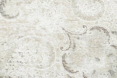 Vintage Tabriz Rug, Sculpted Medallion in Ivory and Cool Gray - Rug & Kilim