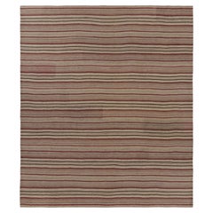 Vintage Kilim, Tribal Rug in Polychromatic Stripes