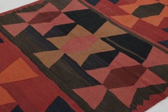 Vintage Runner Kilim, Tribal Rug with Interlocking Geometric Bands