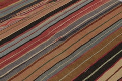 Vintage Jajim Kilim, Earth-Toned Striped Tribal Rug