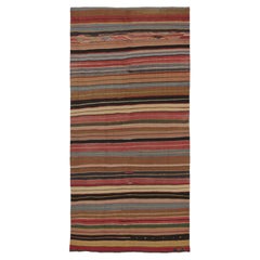 Vintage Jajim Kilim, Earth-Toned Striped Tribal Rug