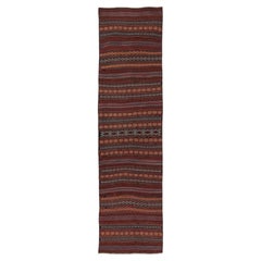 Vintage Runner Kilim, Tribal Rug with Intricate Patterned Bands