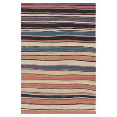 Vintage Kilim with Light and Colorful Stripes - Rug & Kilim