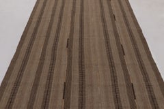 Vintage Kilim, Earth-Toned Monochromatic Vertical Stripes