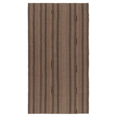 Vintage Kilim, Earth-Toned Monochromatic Vertical Stripes