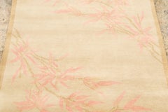 Contemporary Chinese Deco Style Floral Pink Square Wool Rug by Rug & Kilim