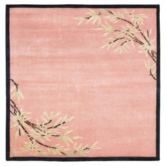 Contemporary Chinese Deco Style Square Floral Wool Rug by Rug & Kilim