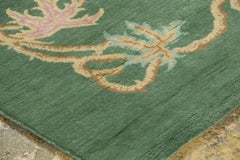 Contemporary Chinese Deco Style Green & Gold Floral Wool Rug by Rug & Kilim