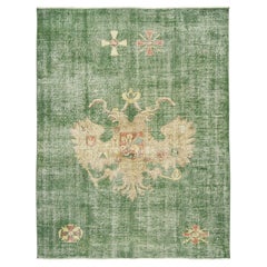 Vintage Turkish Pictorial Eagle Rug in Emerald Green - Rug & Kilim, 1950–1959