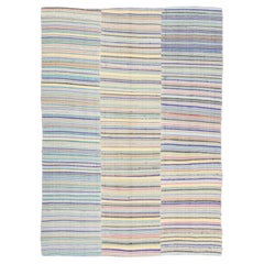 Vintage Panelled Kilim Wool Rug with Pastel Stripes by Rug & Kilim, 1950-1959