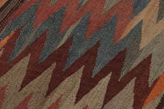 Vintage Kilim Runner, Tribal Rug with Vibrant Chevrons - Rug & Kilim