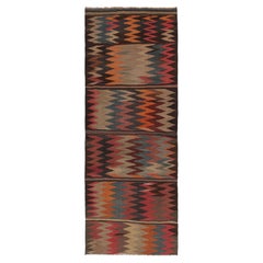 Vintage Kilim Runner, Tribal Rug with Vibrant Chevrons - Rug & Kilim