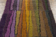 Vintage Swedish Rya Wool Rug in Striped Design by Rug & Kilim, 1950-1959