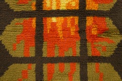 Vintage Swedish Rya Wool Rug in Grid Design by Rug & Kilim, 1950-1959
