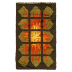 Vintage Swedish Rya Wool Rug in Grid Design by Rug & Kilim, 1950-1959
