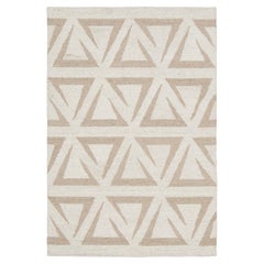 Contemporary Geometric Wool Rug in Beige & Ivory by Rug & Kilim, India