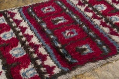 Vintage Swedish Rya Wool Rug in Red & Ivory by Rug & Kilim, 1950-1959