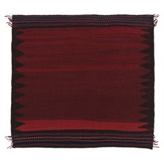 Vintage Sofreh Kilim, Square Rug in Deep Red Open Field - Rug & Kilim