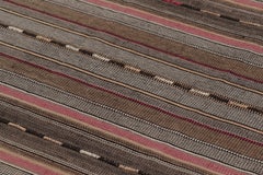 Vintage Turkish Kilim, Muted Rose & Charcoal Stripes - Rug & Kilim