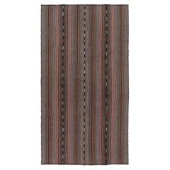 Vintage Turkish Kilim, Muted Rose & Charcoal Stripes - Rug & Kilim