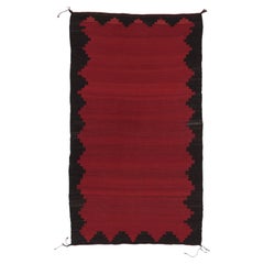 Vintage Turkish Kilim, Burgundy Open Field with Black Border - Rug & Kilim