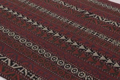 Vintage Turkish Kilim in Rich Sanguine Red and Black Stripes - Rug & Kilim
