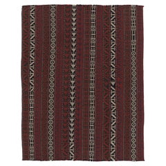 Vintage Turkish Kilim in Rich Sanguine Red and Black Stripes - Rug & Kilim