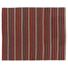 Vintage Turkish Kilim, Stripes in Rich Red and Vibrant Jewel Tones - Rug & Kilim