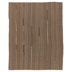 Kilim turco vintage, con strisce nei toni del beige-marrone intenso e dei colori della terra - Tappeti e kilim