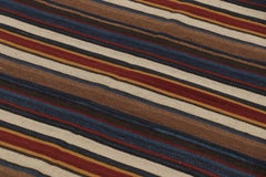 Vintage Turkish Kilim, Square Rug with Rich Polychromatic Stripes - Rug & Kilim