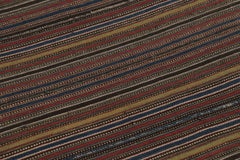 Vintage Turkish Kilim, Square Rug in Fine Polychromatic Stripes - Rug & Kilim