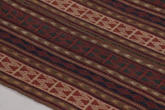 Vintage Turkish Kilim, Square Rug with Intricate Geometric Stripes - Rug & Kilim