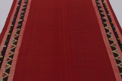 Türkischer Vintage-Kelim, sattes Rot auf offenem Grund mit verspielten Bordüren – Teppiche & Kelims