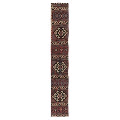 Vintage Turkish Kilim, Tribal Runner Rug with Ancient Motifs - Rug & Kilim