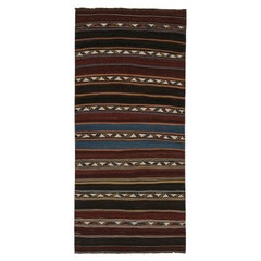 Vintage Shahsavan Turkish Kilim in Beige, Brown & Blue - Rug & Kilim